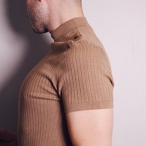 Ribbed Zara Man Mock Turtle Neck Sweater